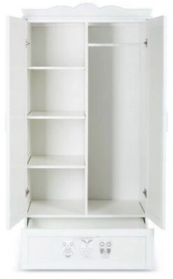 2-Deurs Kast Uil Wit -babybenodigdheden 2 Deurs Kast Uil Wit 2 4