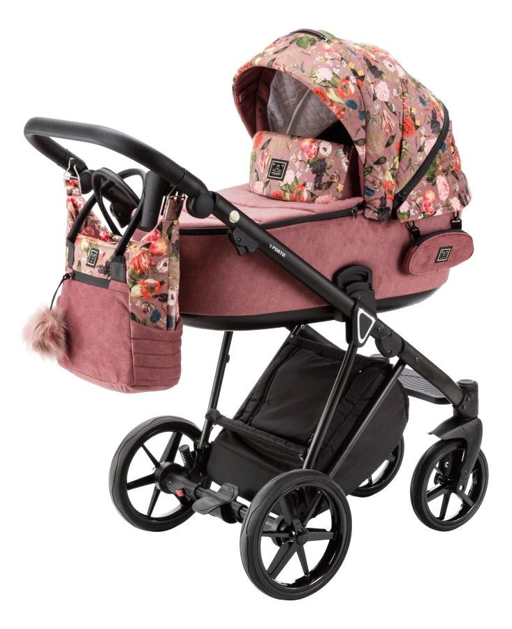 Adamex Porto Flowers Pink 2-in-1 Kinderwagen FL-2 Adamex Porto Flowers Pink 2-in-1 Kinderwagen FL-2 -babybenodigdheden adamex porto flowers pink 2 in 1 kinderwagen fl