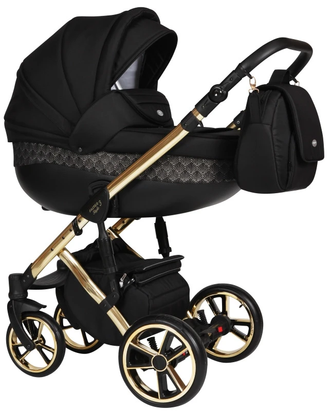 Baby Merc Faster 3 Black/Gold Limited Edition Kinderwagen Incl. Autostoel L143 -babybenodigdheden baby merc faster 3 black gold limited edition kinderwagen incl. autostoel