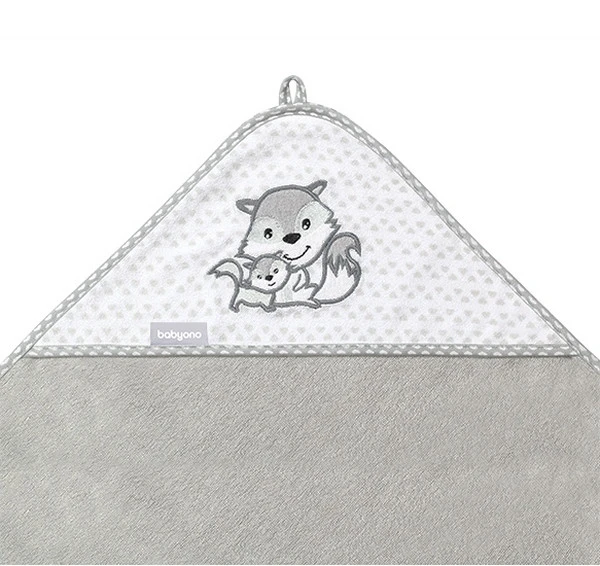 Baby Ono Bamboo Grijs Vosjes 76x76 cm Badcape 345/03 Baby Ono Bamboo Grijs Vosjes 76x76 Cm Badcape 345/03 -babybenodigdheden