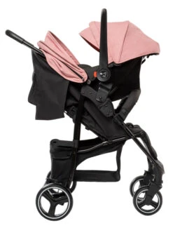 Babygo Basket Pink Melange Wandelwagen Incl. Autostoel 64013 -babybenodigdheden babygo basket pink melange wandelwagen incl. autostoel 64013 2