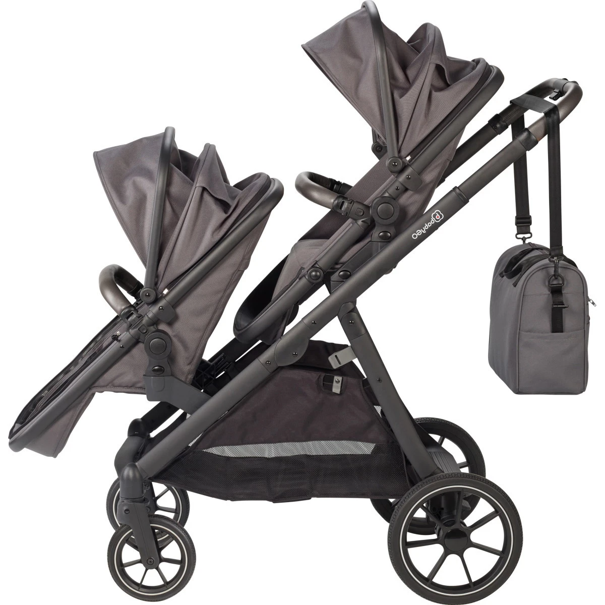 Babygo Duo Mega Grey Tandem Kinderwagen Incl. 2 Autostoelen 78001 Babygo Duo Mega Grey Tandem Kinderwagen Incl. 2 Autostoelen 78001 -babybenodigdheden babygo duo grey tandem kinderwagen 7801 8