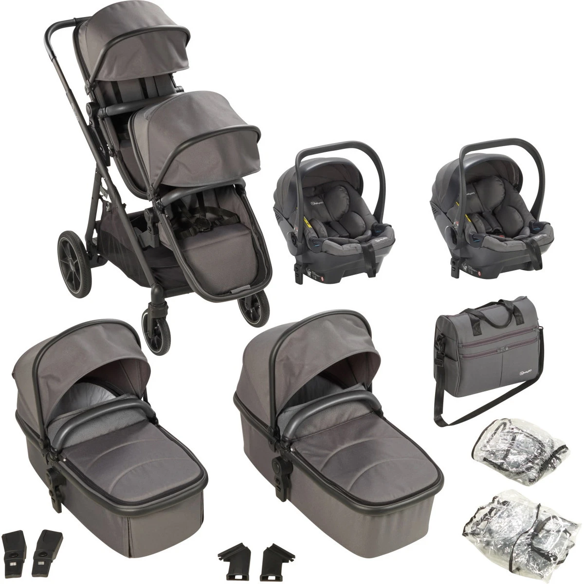 Babygo Duo Mega Grey Tandem Kinderwagen Incl. 2 Autostoelen 78001 Babygo Duo Mega Grey Tandem Kinderwagen Incl. 2 Autostoelen 78001 -babybenodigdheden babygo duo mega grey tandem kinderwagen incl. 2 autostoelen 78001 1