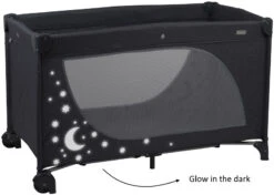 Babygo MoonStars Black Melange Campingbed 4803 -babybenodigdheden babygo moonstars grey campingbed 5 1