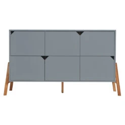 Bellamy Lotta Grey Babykamer: Ledikant/Juniorbed, Commode Met 6 Lades En 2-Deurskast -babybenodigdheden bellamy lotta grey commode met 6 lades loszko6s 1 2
