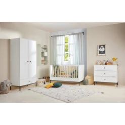 Bellamy Lumi White 70 X 140 Cm Ledikant/Juniorbed LUBILO70 -babybenodigdheden bellamy lumi white babykamer ledikant juniorbed commode en 2 deurskast 1