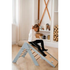 Luna Toys Blauw Houten Klimrek Met Glijbaan LU-36967 -babybenodigdheden blue 2