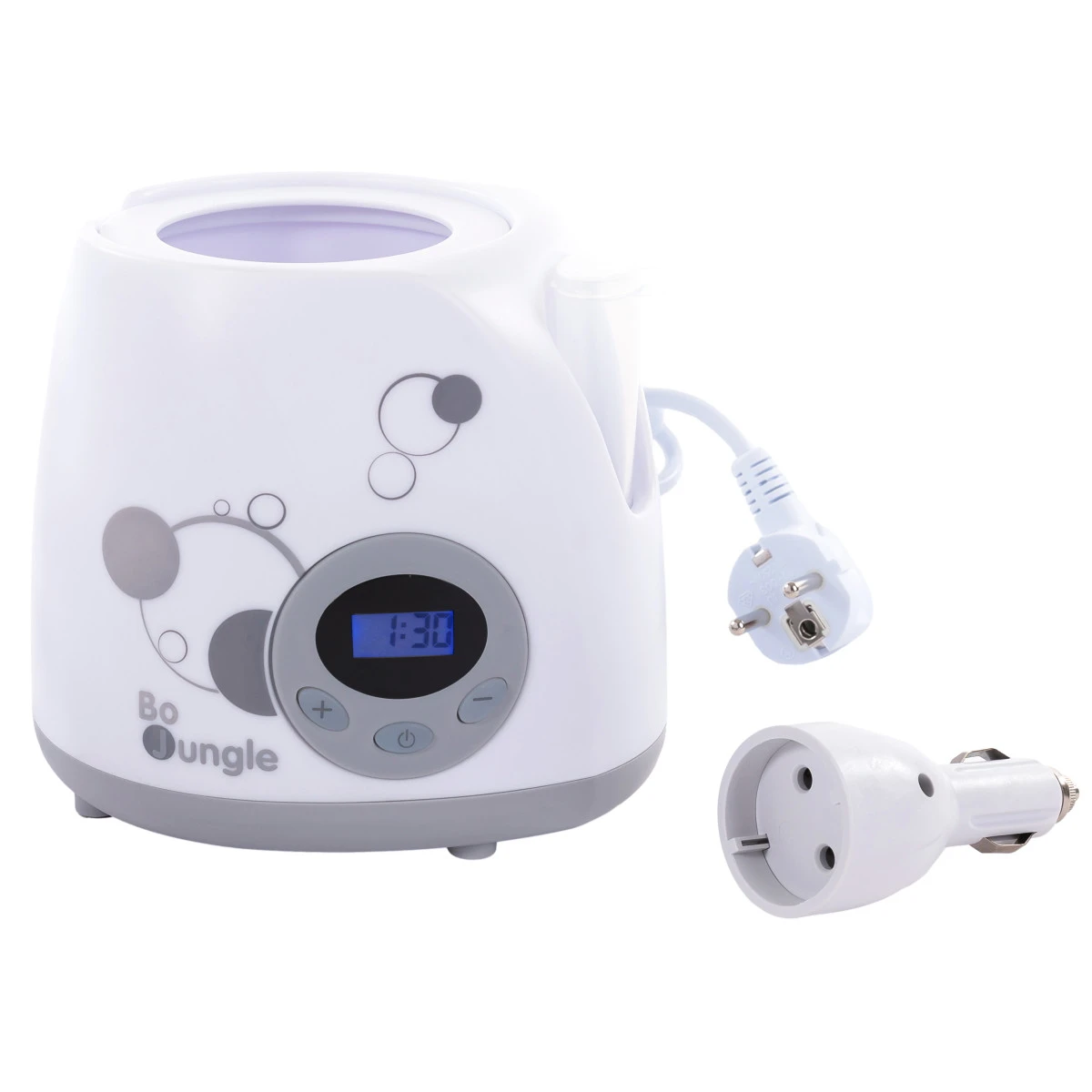 Bo Jungle B-Bottle Warmer Superfast Digital Car & Home Wit/Grijs Flessenwarmer B510200 -babybenodigdheden bo jungle b bottle warmer superfast digital car home grijs flessenwarmer b510200 1 1