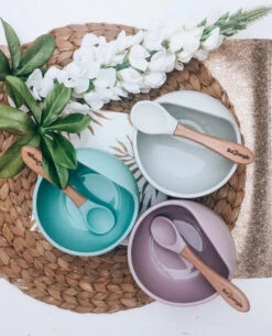 Bo Jungle B-Suction Bowl Blauw Kommetje Met Lepel B500610 -babybenodigdheden bo jungle b suction bowl 12 1