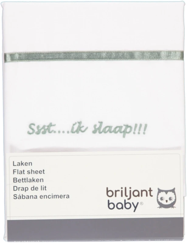 Briljant Ssst....ik slaap!!! Stone Green 100x150 cm Ledikantlaken 60R Briljant Ssst....ik Slaap!!! Stone Green 100x150 Cm Ledikantlaken 60R -babybenodigdheden