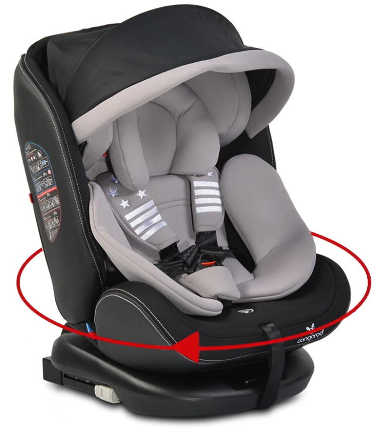 Cangaroo Pilot Light Grey Leather SPS Isofix 360° 0-36 Kg Autostoel Met Zonnekap -babybenodigdheden cangaroo pilot light grey leather sps isofix 360 0 36 kg autostoel met zonnekap 4 3