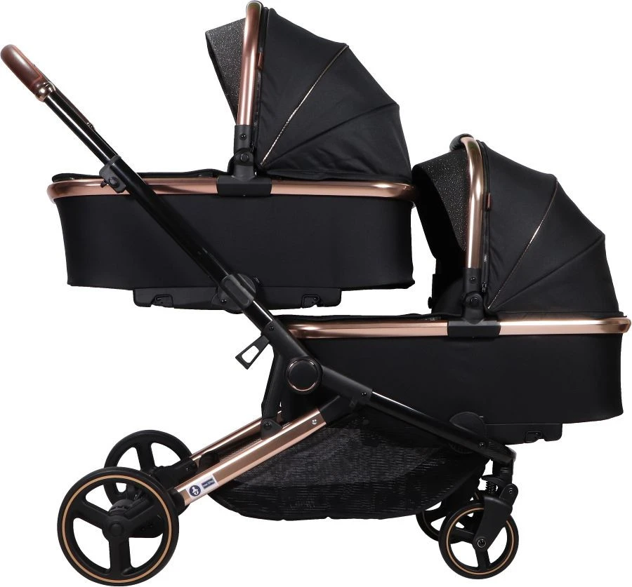 Ding Amigo Black/Rose Tweeling Kinderwagen incl. 2 Autostoelen DI-191711 Ding Amigo Black/Rose Tweeling Kinderwagen Incl. 2 Autostoelen DI-191711 -babybenodigdheden ding amigo black rose tweeling kinderwagen incl. 2 autostoelen di