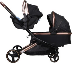 Ding Amigo Black/Rose Tweeling Kinderwagen Incl. 2 Autostoelen DI-191711 5 Ding Amigo Black/Rose Tweeling Kinderwagen Incl. 2 Autostoelen DI-191711 -babybenodigdheden ding amigo black rose tweeling kinderwagen incl. 2 autostoelen di 191711 2