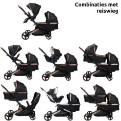 Ding Amigo Black/Rose Tweeling Kinderwagen Incl. 2 Autostoelen DI-191711 7 Ding Amigo Black/Rose Tweeling Kinderwagen Incl. 2 Autostoelen DI-191711 -babybenodigdheden ding amigo black rose tweeling kinderwagen incl. 2 autostoelen di 191711 6