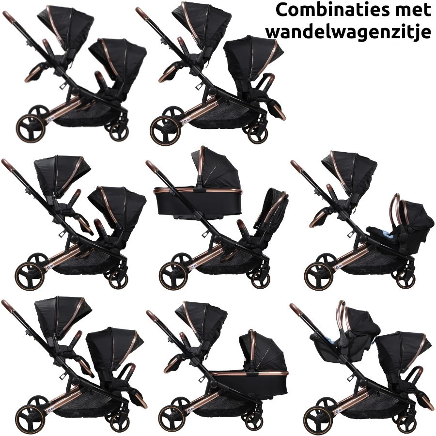 Ding Amigo Black/Rose Tweeling Kinderwagen incl. 2 Autostoelen DI-191711 Ding Amigo Black/Rose Tweeling Kinderwagen Incl. 2 Autostoelen DI-191711 -babybenodigdheden ding amigo black rose tweeling kinderwagen incl. 2 autostoelen di 191711 7