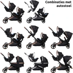 Ding Amigo Black/Rose Tweeling Kinderwagen Incl. 2 Autostoelen DI-191711 8 Ding Amigo Black/Rose Tweeling Kinderwagen Incl. 2 Autostoelen DI-191711 -babybenodigdheden ding amigo black rose tweeling kinderwagen incl. 2 autostoelen di 191711 8