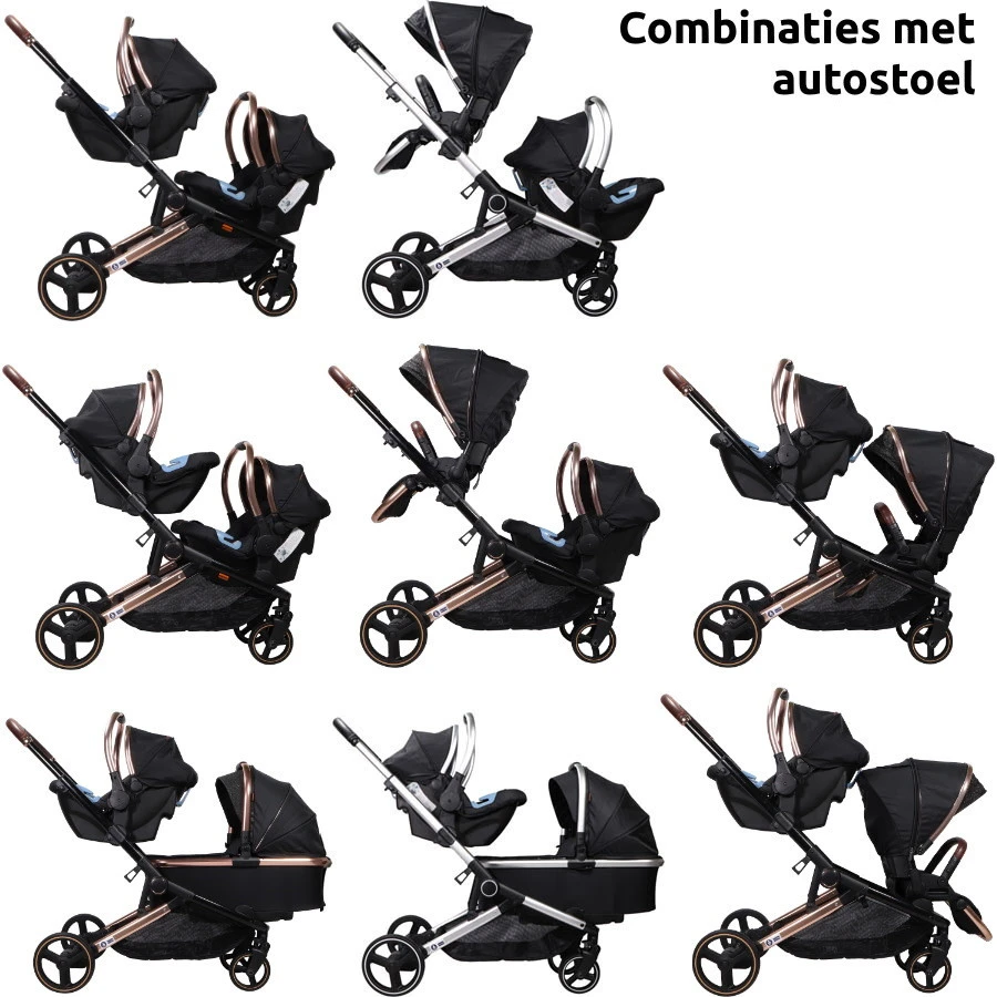 Ding Amigo Black/Rose Tweeling Kinderwagen incl. 2 Autostoelen DI-191711 Ding Amigo Black/Rose Tweeling Kinderwagen Incl. 2 Autostoelen DI-191711 -babybenodigdheden ding amigo black rose tweeling kinderwagen incl. 2 autostoelen di 191711 8