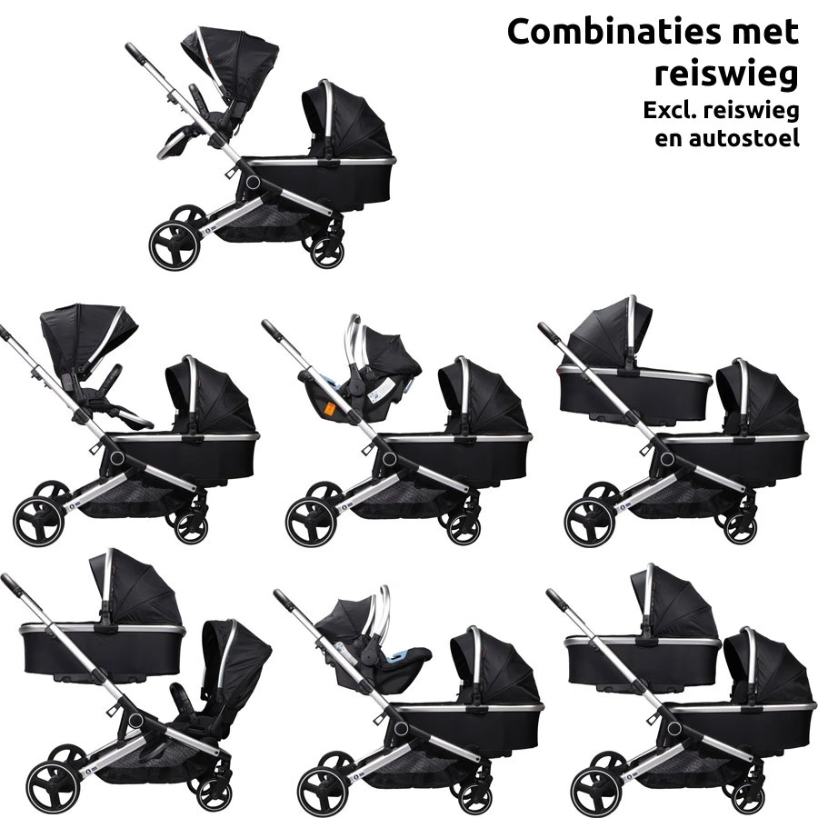 Ding Amigo Black/Silver Tandem Duowagen DI-191704 Ding Amigo Black/Silver Tandem Duowagen DI-191704 -babybenodigdheden ding amigo black silver tandem duowagen di 191704 1