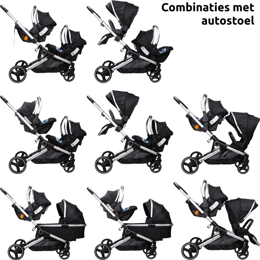 Ding Amigo Black/Silver Tweeling Kinderwagen incl. 2 Autostoelen DI-191710 Ding Amigo Black/Silver Tweeling Kinderwagen Incl. 2 Autostoelen DI-191710 -babybenodigdheden ding amigo black silver tweeling kinderwagen incl. 2 autostoelen di 191710 1 1