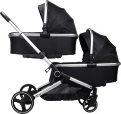 Ding Amigo Black/Silver Tweeling Kinderwagen Incl. 2 Autostoelen DI-191710