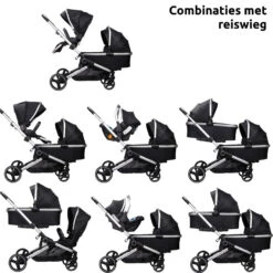 Ding Amigo Black/Silver Tweeling Kinderwagen Incl. 2 Autostoelen DI-191710 8 Ding Amigo Black/Silver Tweeling Kinderwagen Incl. 2 Autostoelen DI-191710 -babybenodigdheden ding amigo black silver tweeling kinderwagen incl. 2 autostoelen di 191710 1