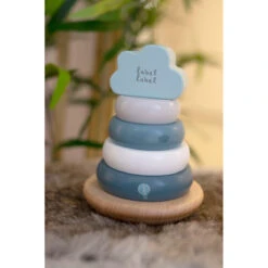 Label Label Blauw Houten Tuimelring Piramide LLWT-25255 -babybenodigdheden dsc04674