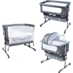 Eco Baby Donkergrijs Wieg Aan Bed FB5001 -babybenodigdheden eco baby donkergrijs wieg aan bed fb5001 3 1