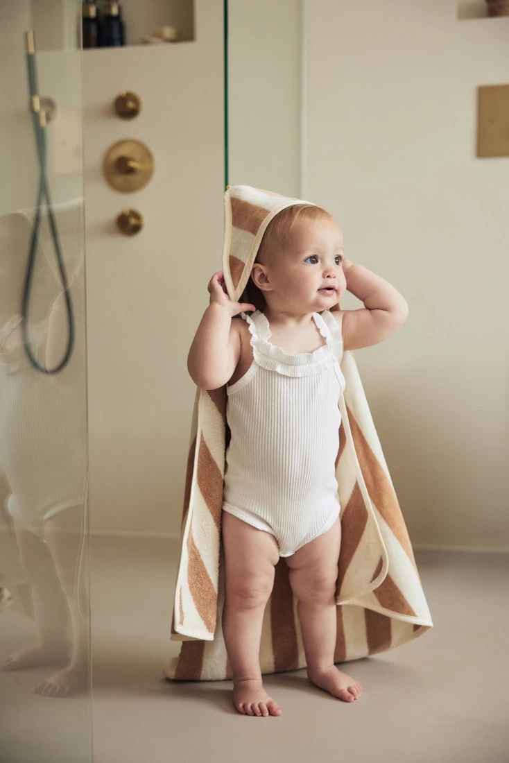 Jollein Terry Stripe Biscuit 75 X 75 Cm Badcape 534-514-67000 -babybenodigdheden jollein terry stripe biscuit 75 x 75 cm badcape 534 514 67000 6