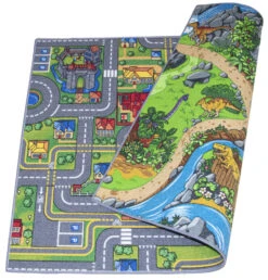 Kids Corner Playcity/Dino 95x113 Cm Omkeerbaar Vloerkleed En Speelmat -babybenodigdheden kids corner playcity dino 95x113 cm omkeerbaar vloerkleed en speelmat 2 1