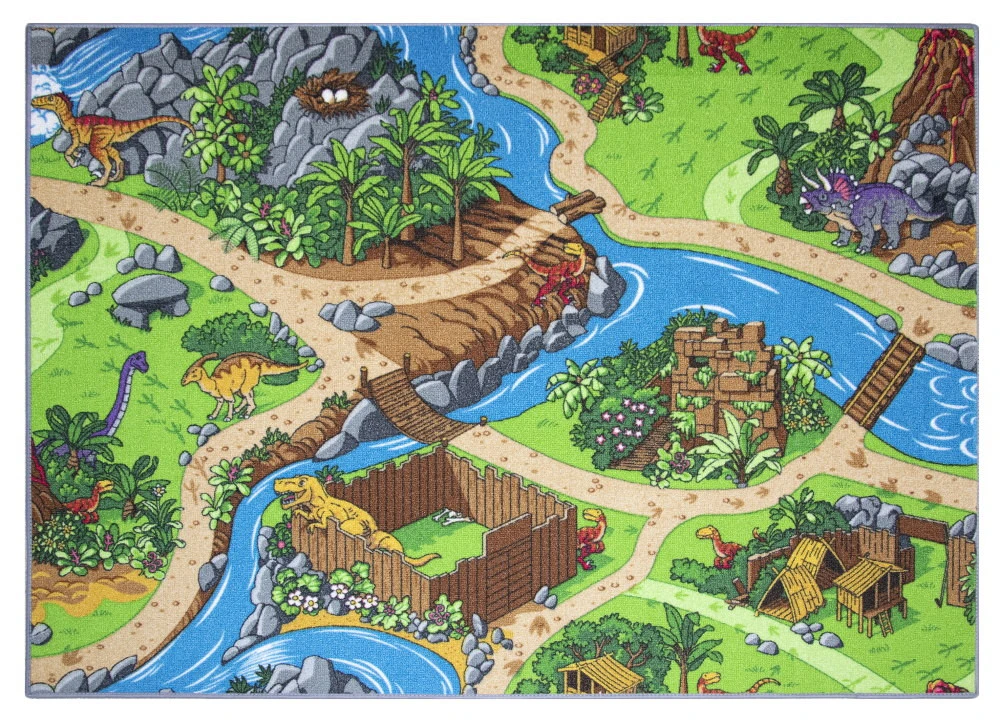 Kids Corner Playcity/Dino 95x113 Cm Omkeerbaar Vloerkleed En Speelmat -babybenodigdheden