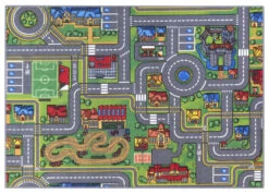 Kids Corner Playcity/Dino 95x113 Cm Omkeerbaar Vloerkleed En Speelmat -babybenodigdheden kids corner playcity dino 95x113 cm omkeerbaar vloerkleed en speelmat 4 1