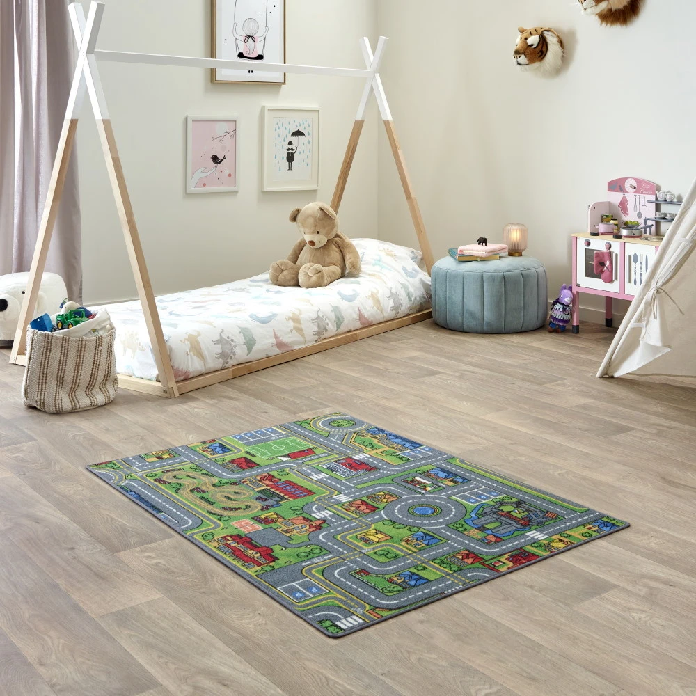 Kids Corner Playcity/Dino 95x113 Cm Omkeerbaar Vloerkleed En Speelmat -babybenodigdheden