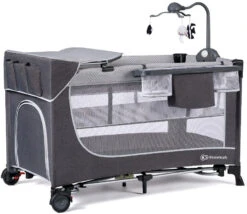 Kinderkraft Leody Grey Campingbed Met Accessoires KCLEOD00GRY00AC -babybenodigdheden kinderkraft leody grey campingbed met accessoires kcleod00gry00ac 2 1920x1920