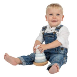 Label Label Blauw Houten Tuimelring Piramide LLWT-25255 -babybenodigdheden label label groen houten tuimelring piramide llwt 25255 222