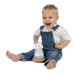 Label Label Blauw Houten Tuimelring Piramide LLWT-25255 -babybenodigdheden label label groen houten tuimelring piramide llwt 25255 3333