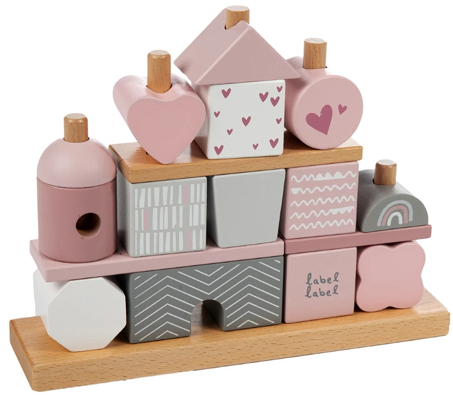 Label Label Roze Houten Blokken LLWT-25088 Label Label Roze Houten Blokken LLWT-25088 -babybenodigdheden label label roze houten blokken llwt 25088