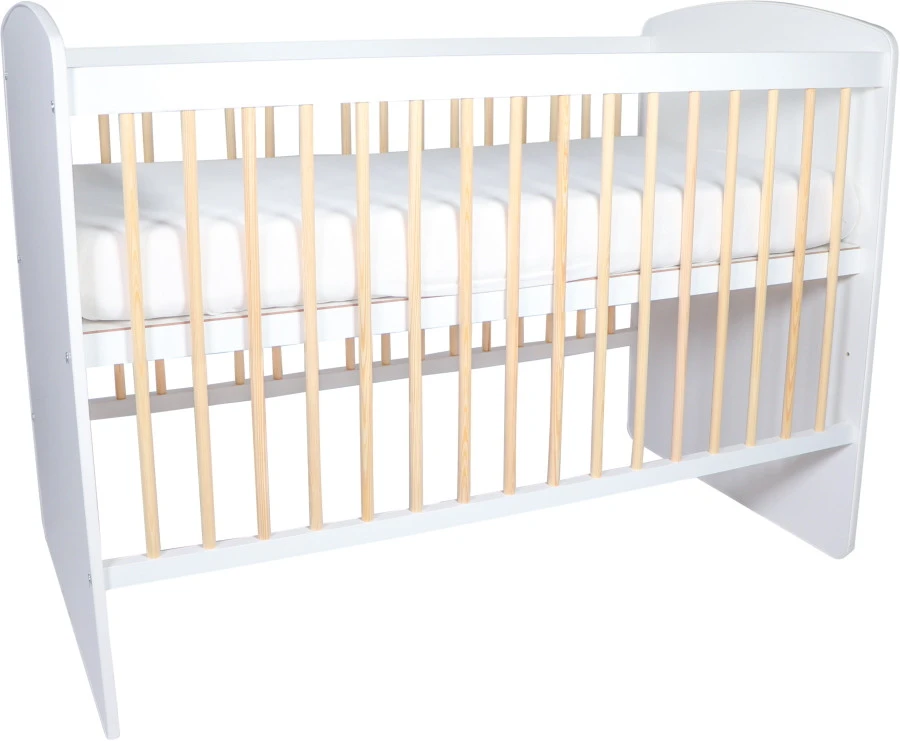 MamaLoes Ledikant Karolina Wit/Naturel 60 x 120 cm MamaLoes Ledikant Karolina Wit/Naturel 60 X 120 Cm -babybenodigdheden ledikant karolina wit naturel