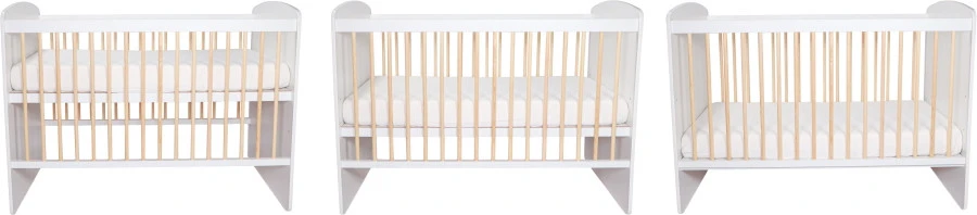 MamaLoes Ledikant Karolina Wit/Naturel 60 x 120 cm MamaLoes Ledikant Karolina Wit/Naturel 60 X 120 Cm -babybenodigdheden ledikant karolina wit naturel3 hoogtes