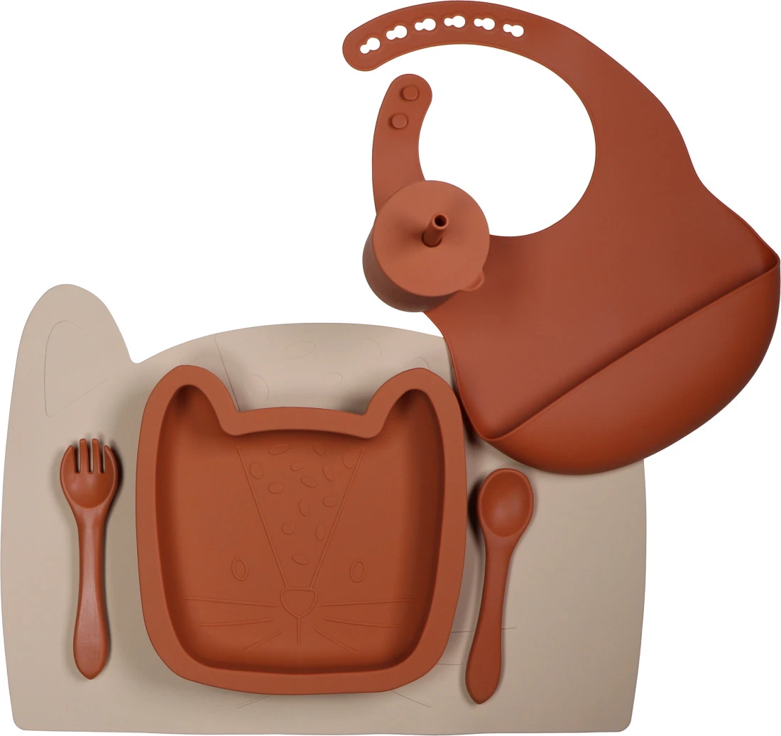 Tryco Leopard Sienna Siliconen Bord TR-392816 Tryco Leopard Sienna Siliconen Bord TR-392816 -babybenodigdheden leopard sand silicone collection 03 1