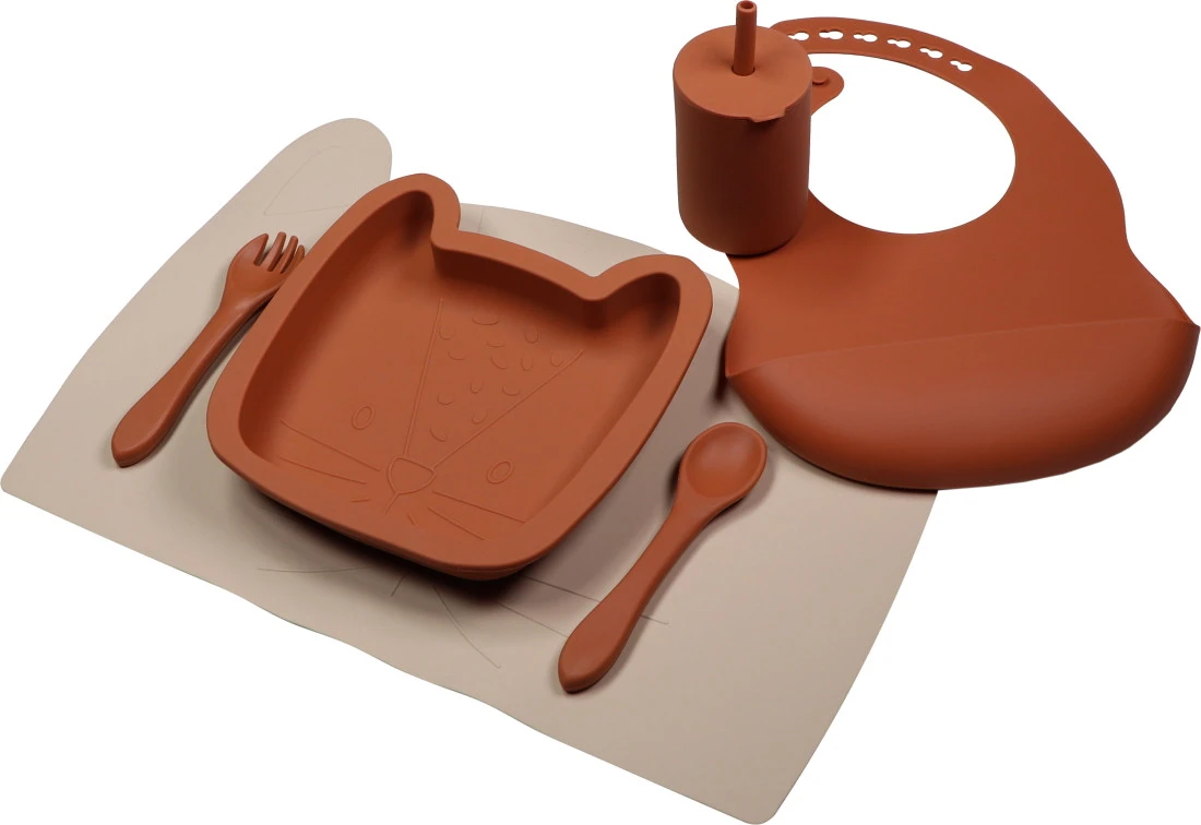 Tryco Leopard Sienna Siliconen Bord TR-392816 Tryco Leopard Sienna Siliconen Bord TR-392816 -babybenodigdheden leopard sand silicone collection 04 1