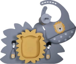 Tryco Lion Honey Gold Siliconen Bord TR-392815 -babybenodigdheden lion dusty blue silicone collection 03 2