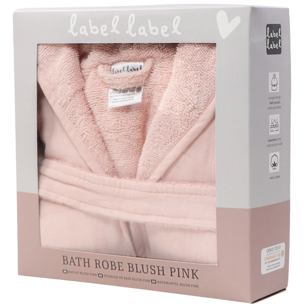 Label Label Blush Pink Badstof/Hydrofiel Badjas LLTT-934666 Label Label Blush Pink Badstof/Hydrofiel Badjas LLTT-934666 -babybenodigdheden lltt 934666 bath robe blush pink 07