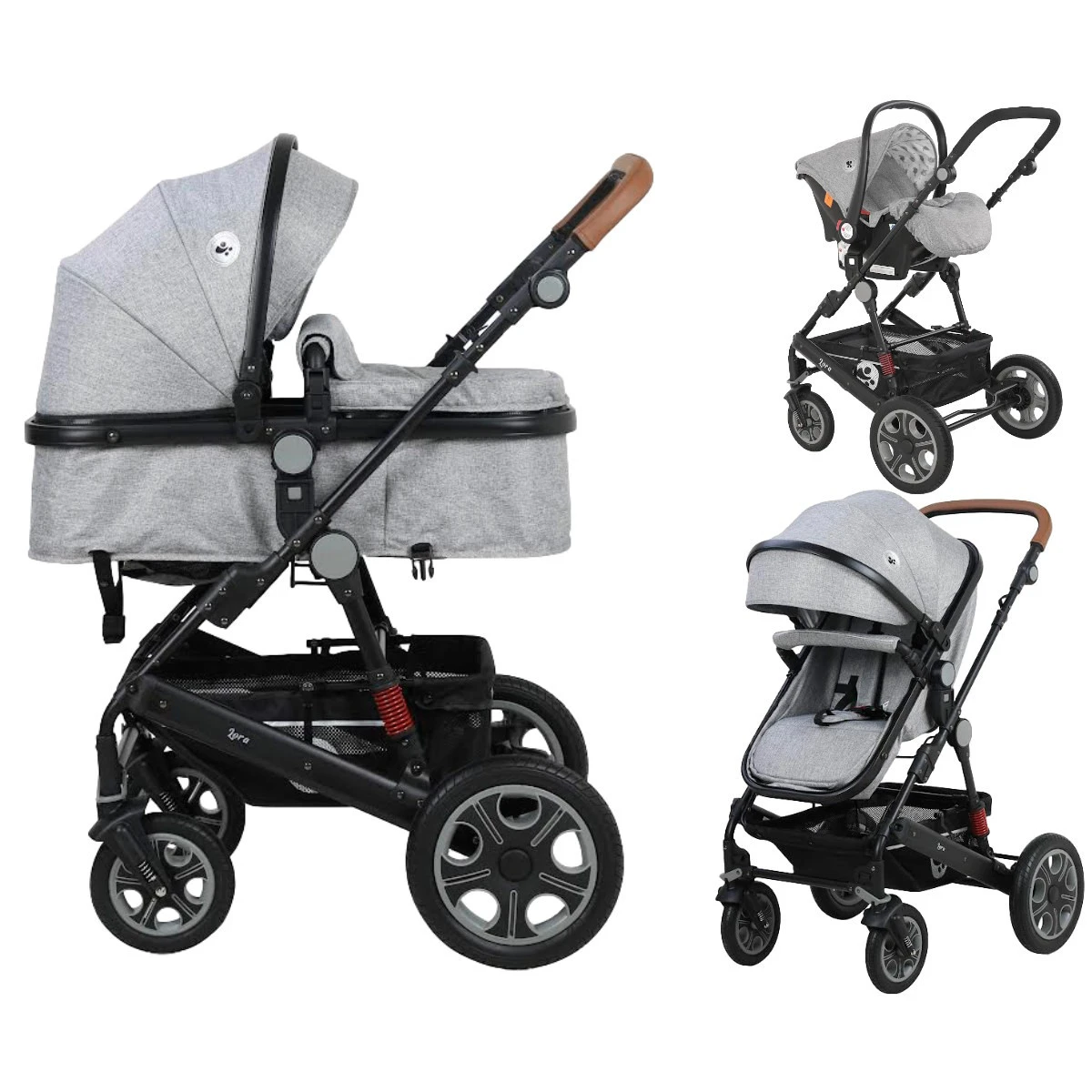 Lorelli Lora Cool Grey Elephants 3-in-1 Combi Kinderwagen incl. Autostoel 1002128-2123D Lorelli Lora Cool Grey Elephants 3-in-1 Combi Kinderwagen Incl. Autostoel 1002128-2123D -babybenodigdheden lorelli lora cool grey elephants 3 in 1 1 1