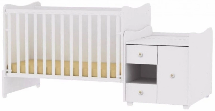 Lorelli Mini Max White/Artwood 2-in-1 Bed En Commode 190/72 1015050-0030 -babybenodigdheden lorelli mini max white artwood 2 in 1 bed en commode 19072 1015050 0030 a 1