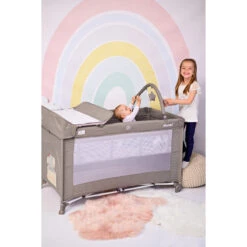 Lorelli Noemi Plus Cool Grey Star Campingbed Met Bodemverhoger 1008056-2216 -babybenodigdheden lorelli noemi plus campingbed met bodemverhoger 1008056 12