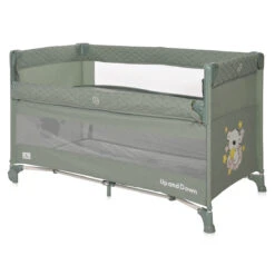 Lorelli Up And Down Iceberg Green Teddy Bear Campingbedje Incl. Bodemverhoger 1008006-2372 -babybenodigdheden lorelli up and down iceberg campingbedje incl. bodemverhoger 1008006 2372 4