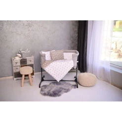 Lorelli Eva Abstract Leaves Grey/Beige 5-delige Set Voor Wieg En Ledikant 2080114-5001 -babybenodigdheden lorelli wieg en ledikant set 5