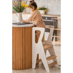 Luna Toys Wit Houten Leertoren Keukenhulp LU-00552 -babybenodigdheden luna toys wit houten leertoren keukenhulp 1