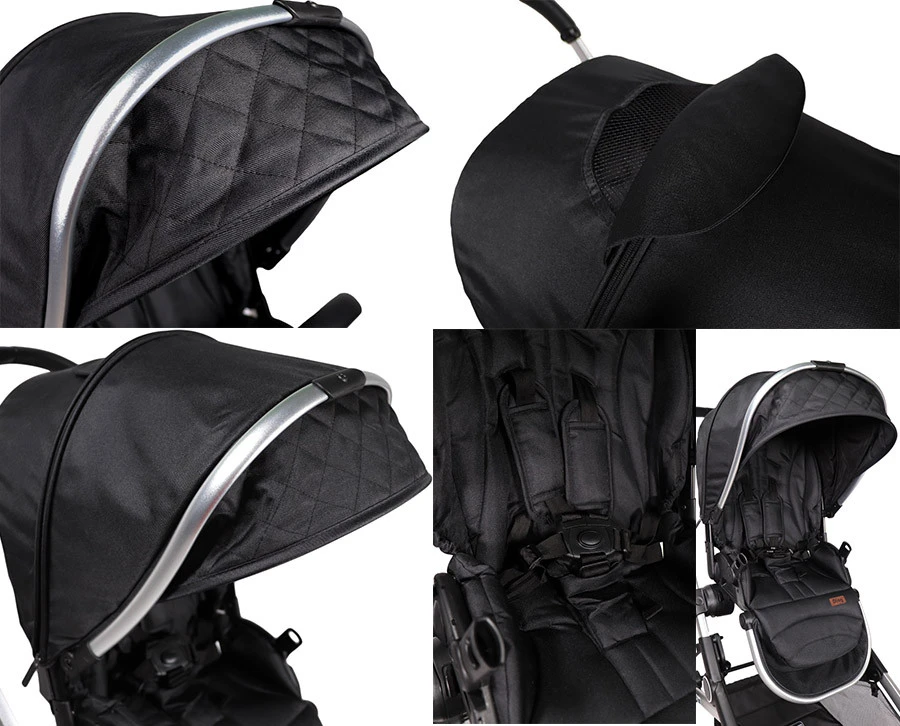 Ding Amigo Black/Silver Tandem Duowagen DI-191704 Ding Amigo Black/Silver Tandem Duowagen DI-191704 -babybenodigdheden mamaloes ding amigo black sliver combinaties details