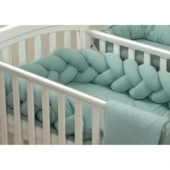 MamaLoes Amy Ajour Stonegreen 210 Cm Braided Bedbumper 84270 -babybenodigdheden mamaloes amy ajour stonegreen 210 cm braided bedbumper 84270 5